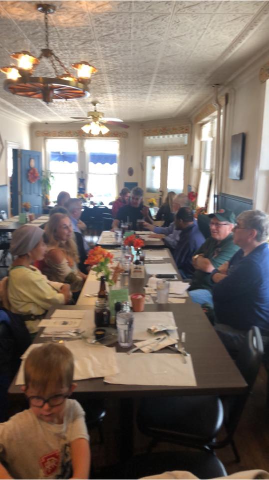 Club members gathering for a social dinner at a local Staten Island restaurant